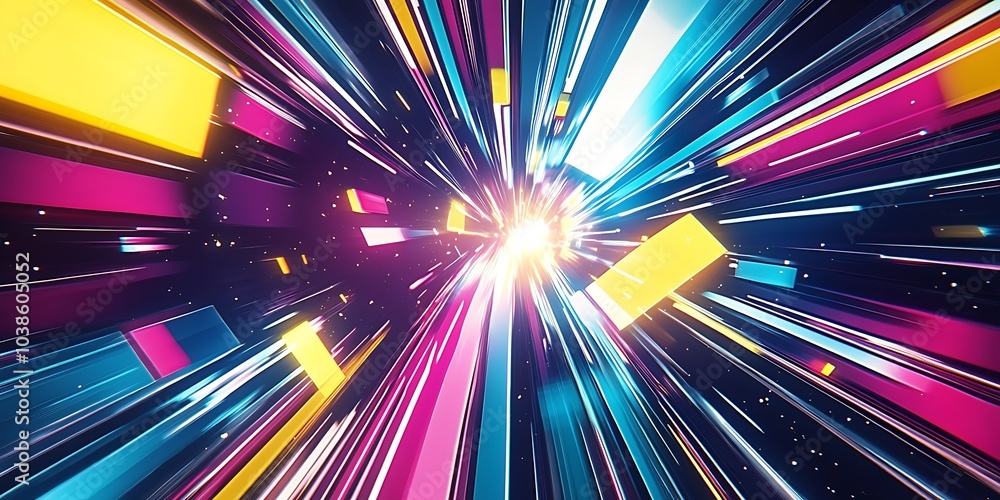 Poster futuristic geometric neon burst in a vivid and energetic digital art style : generative ai