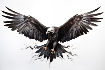 Naklejka premium Black eagle tattoo on white background. Eagle tattoo. Bird tattoo. Tattoo ideas. For tattoo artists. Tattoo parlor. Love tattoo. Black ink. My tattoo. 