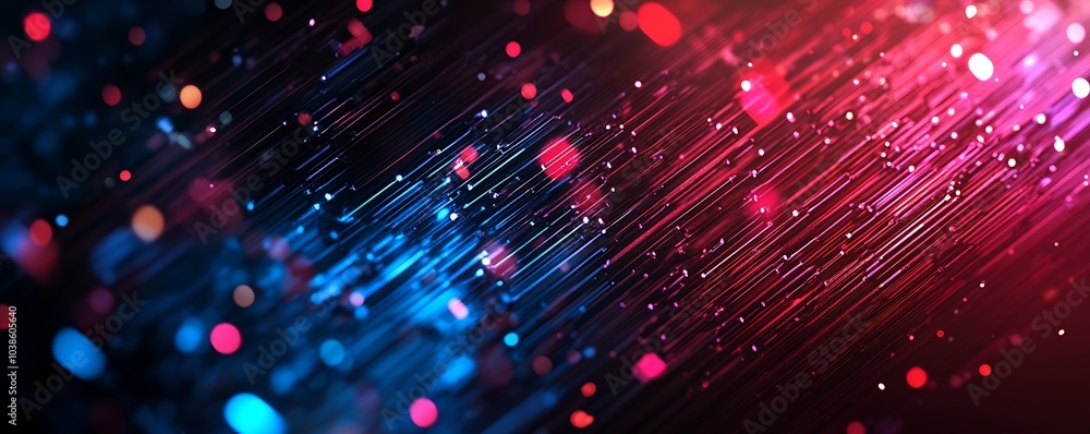 Poster dynamic light trails in a blue and red abstract pattern for high-tech and creative projects : genera
