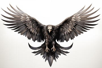 Fototapeta premium Black eagle tattoo on white background. Eagle tattoo. Bird tattoo. Tattoo ideas. For tattoo artists. Tattoo parlor. Love tattoo. Black ink. My tattoo. 