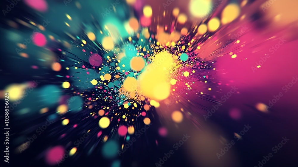 Aufkleber Dynamic Abstract Color Burst Creating a Festive and Energetic Visual Explosion in Bright Colors : Generative AI
