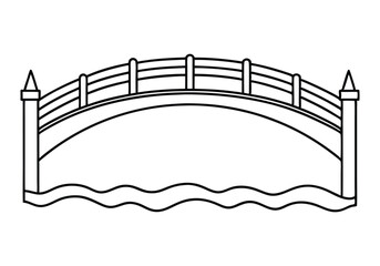 One Line Drawing of a Bridge over a River – Minimal Landscape Vector