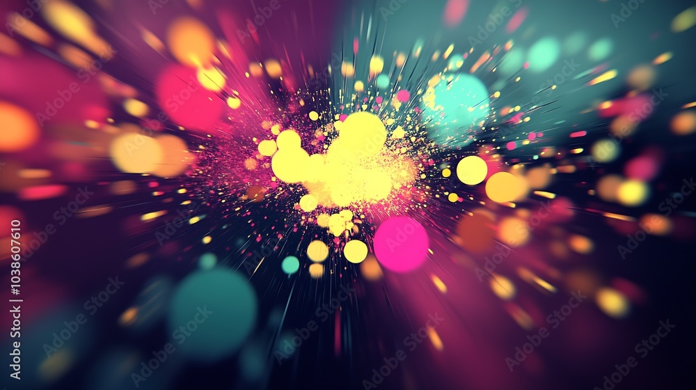 Aufkleber Dynamic Lights and Colors in Motion Creating an Abstract Cosmic Explosion Effect : Generative AI