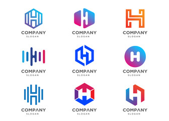 Abstract letter H logo icon set. Abstract logos collection. Geometrical abstract logos. Icon design. Logo Design for business of modern luxury, elegant, simple.
