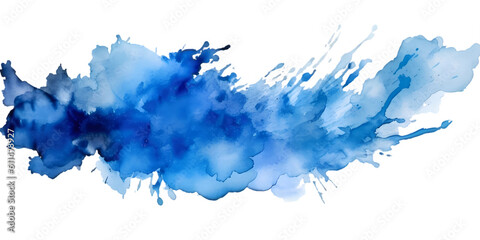 Obraz premium blue paint brush strokes in watercolor isolated against transparent