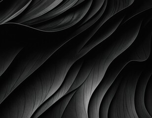 Obraz premium This black and white image features a mesmerizing, wavy, and textured landscape with a dark background, showcasing intricate, flowing lines and textures that create depth and dimension