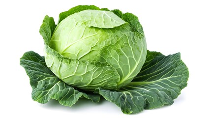 Obraz premium Fresh Green Cabbage on White Background