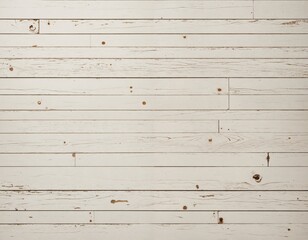 A close-up image of a weathered, white wooden wall with horizontal planks and vertical slats, featuring small holes and a slightly worn texture, evokes a rustic and aged aesthetic