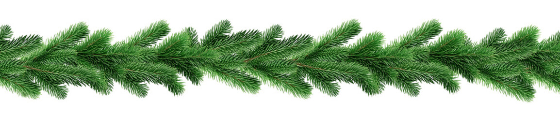 Fototapeta premium Front view chritsmas garland with decorations isolated on white