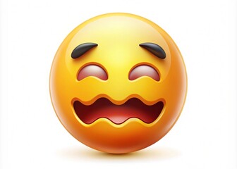 Fototapeta premium An Emoji Face With A Tilted & Wavy Mouth, Signifying Dizziness Or Feeling Lightheaded