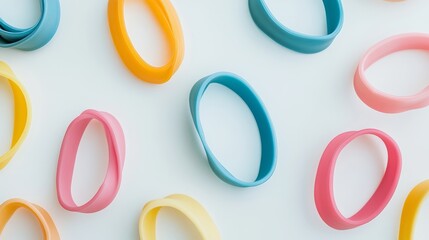 Colorful rubber hair ties against a plain white backdrop.