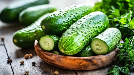 Cucumbers are crunchy and taste great, perfect for salads, snacks, or making pickles. They're full of water and good stuff, making them a healthy choice!