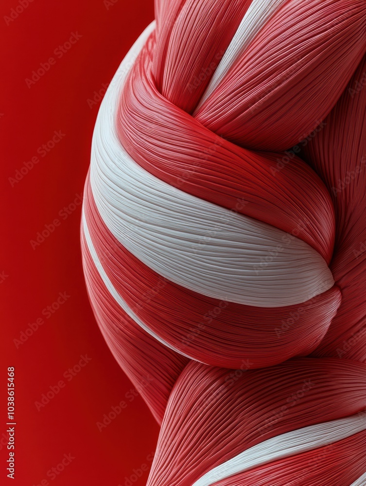 Poster this close-up displays the vivid texture and structure of a red and white muscle highlighting the in