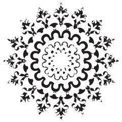 Intricate Mandala Pattern Design Symmetrical Line Art for Decoration Coloring