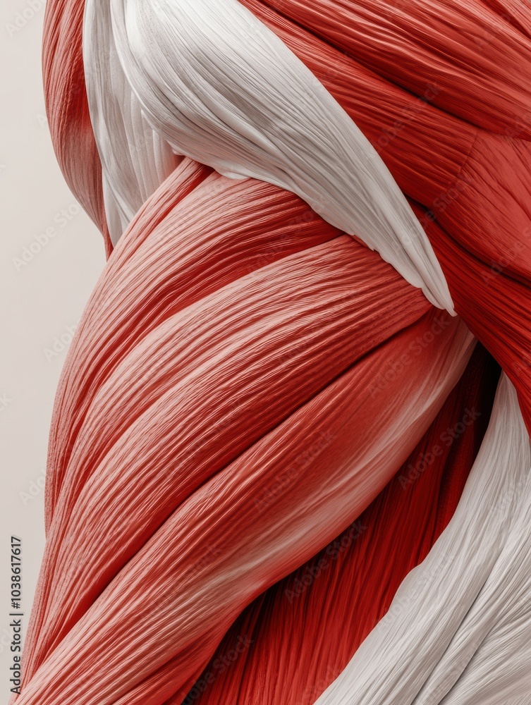 Aufkleber a close-up examination reveals the complex textures and patterns of a red and white muscle model, sh