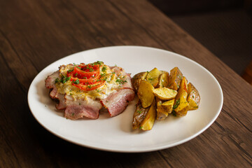 grilled meat with potatoes