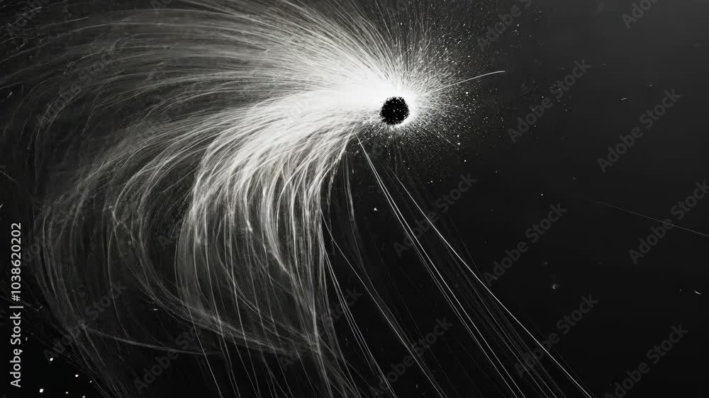Wall mural a black hole's gravity distorts the light of stars behind it, creating an eerie, swirling effect