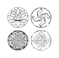 Intricate Mandala Pattern Design Symmetrical Line Art for Decoration Coloring