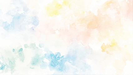 Natural shiny and soft light watercolor blurry cloudy blue sky wallpaper texture. Pastel watercolor background for creative design projects. Watercolor painted background.