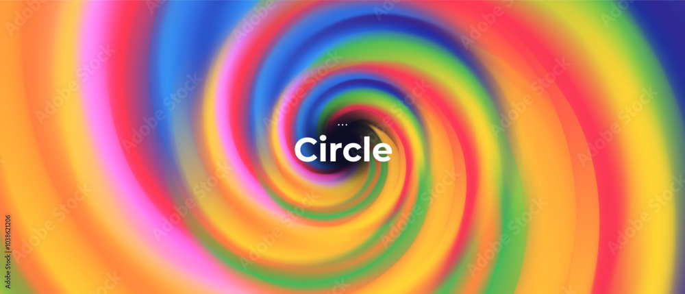 Poster abstract circle portal swirl shape with gradient background. vector. fluid vivid gradients for banne
