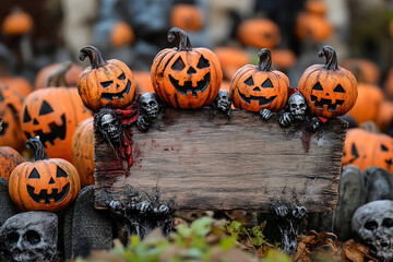 Halloween pumpkins with a place for text. 