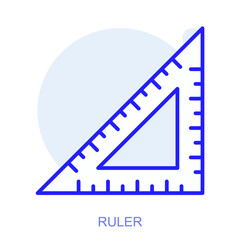 Education web icon in line style for web and mobile app. Symbol of a ruler. Vector illustration