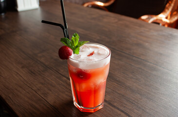 glass of cocktail with ice
