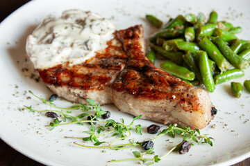 grilled pork chop with vegetables
