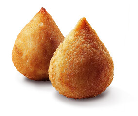 Duas coxinha de frango, lanche tradicional brasileiro isolado em fundo transparente