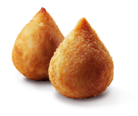 Duas coxinha de frango, lanche tradicional brasileiro isolado em fundo transparente