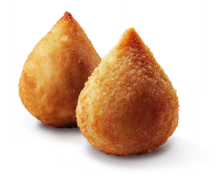 Duas coxinha de frango, lanche tradicional brasileiro isolado em fundo transparente
