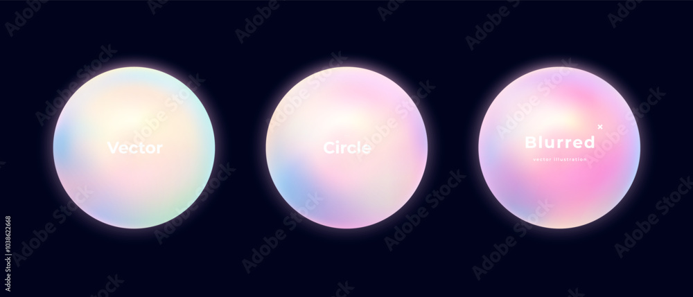 Poster abstract circle shapes with gradient isolated on black background. vector set. fluid vivid gradients