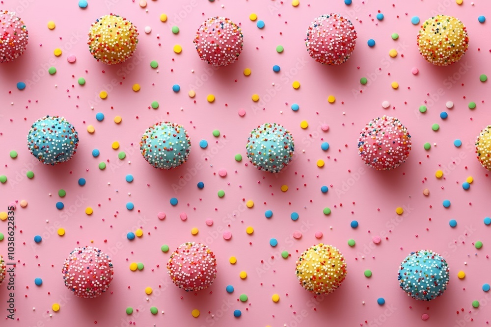 Poster hyper realistic photo of trendy pattern of colorful sprinkles for background of design banner