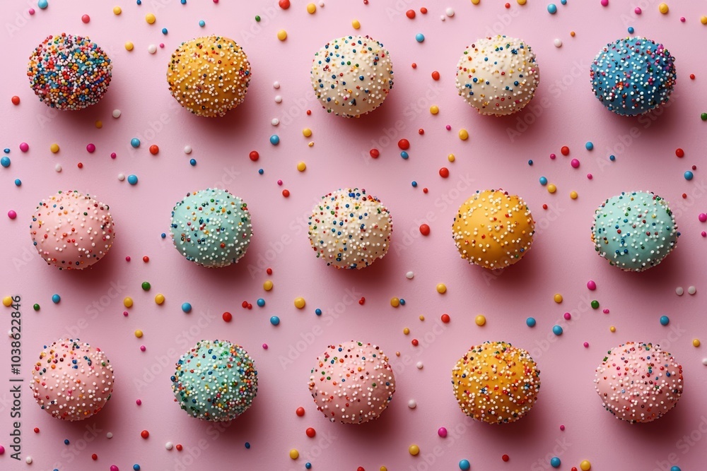 Poster hyper realistic photo of trendy pattern of colorful sprinkles for background of design banner