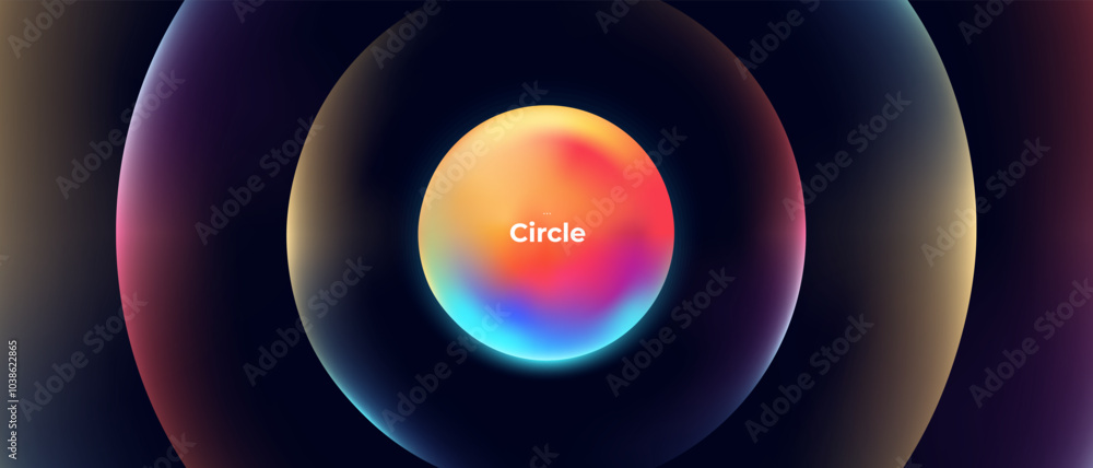 Fototapete Abstract circle shapes with gradient isolated on black background. Vector set. Fluid vivid gradients for banners. Modern trendy design. Liquid shape. Colorful bright neon template. Dynamic soft color.
