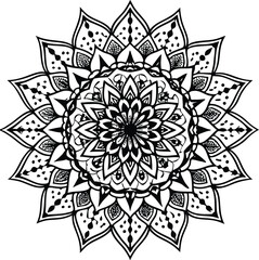 Set of hand drawing zentangle mandala elements. Circular pattern in the form of a mandala. Henna tatoo mandala. Mehndi style. Decorative pattern in oriental style. Coloring book page.