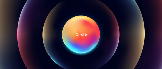 Abstract circle shapes with gradient isolated on black background. Vector set. Fluid vivid gradients for banners. Modern trendy design. Liquid shape. Colorful bright neon template. Dynamic soft color. © Ihor