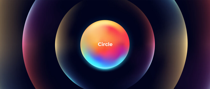 Abstract circle shapes with gradient isolated on black background. Vector set. Fluid vivid gradients for banners. Modern trendy design. Liquid shape. Colorful bright neon template. Dynamic soft color.