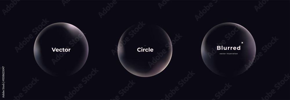 Poster abstract circle shapes with gradient isolated on black background. vector set. fluid vivid gradients