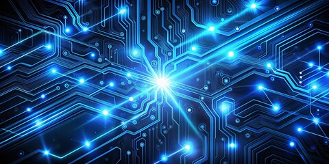 A symphony of glowing pathways, a mesmerizing display of interconnected circuits, representing the intricate network of modern technology.