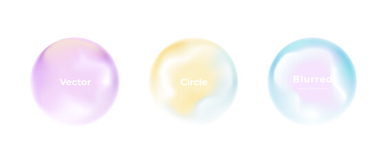 Abstract circle shapes with gradient isolated on white background. Vector set. Fluid vivid gradients for banners. Modern trendy design. Liquid shape. Colorful bright neon template. Dynamic soft color.