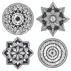 Intricate Mandala Pattern Design Symmetrical Line Art for Decoration Coloring