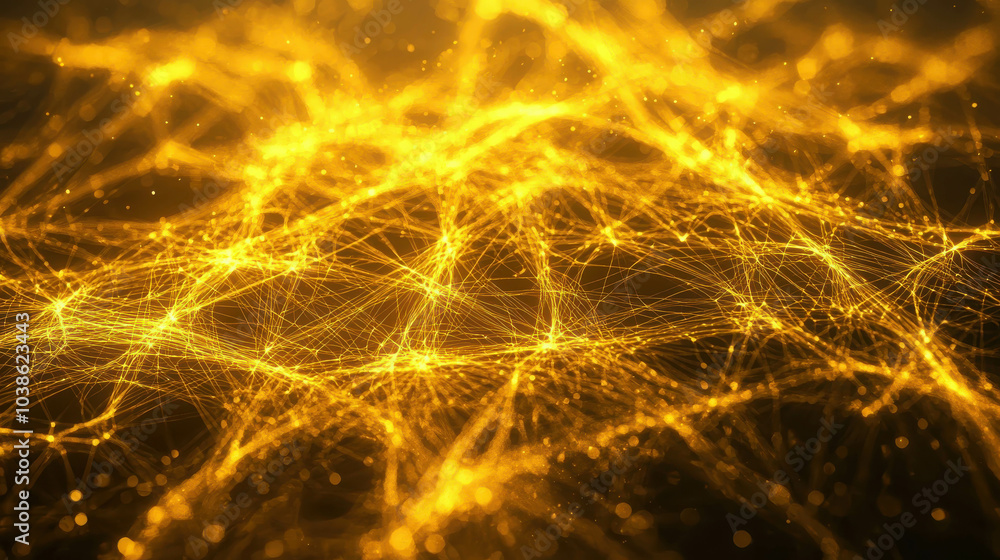 Aufkleber intricate yellow threads glowing in intertwined patterns