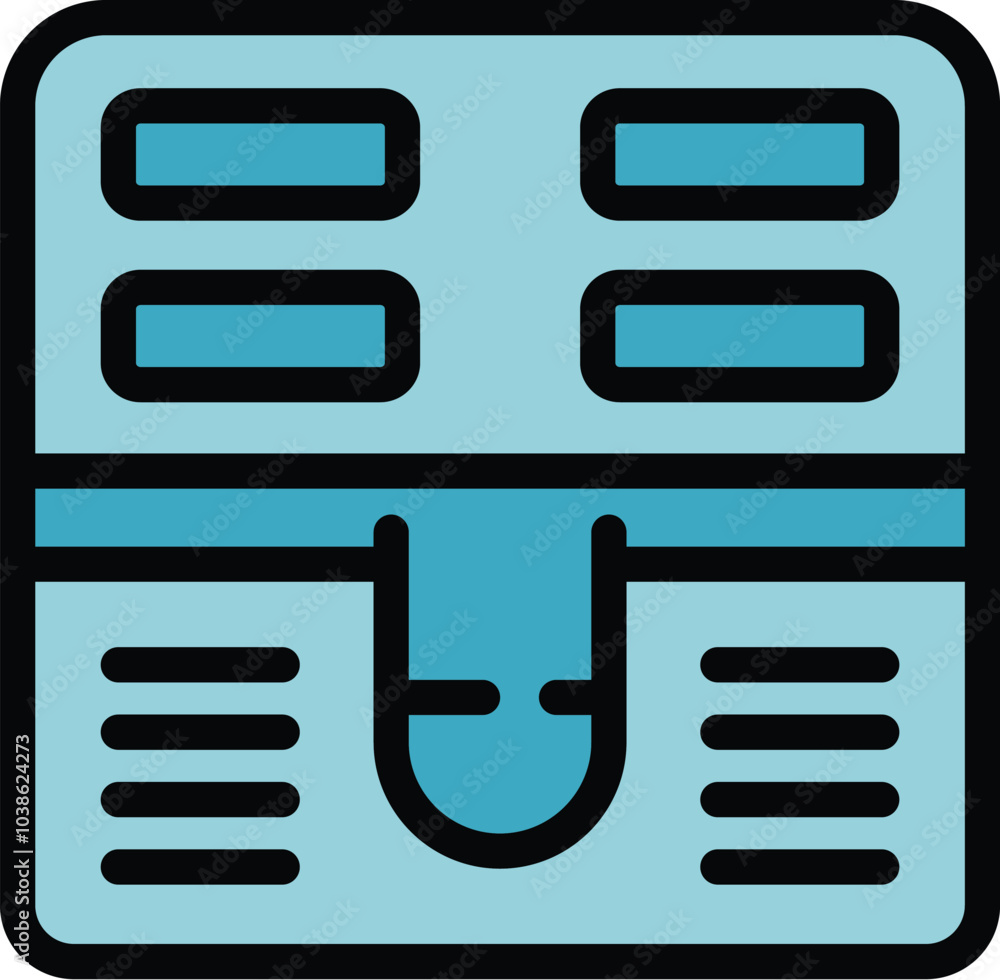 Poster simple icon of an online store website interface with a menu, tabs, and a search bar