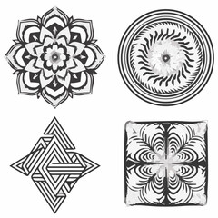 Intricate Mandala Pattern Design Symmetrical Line Art for Decoration Coloring