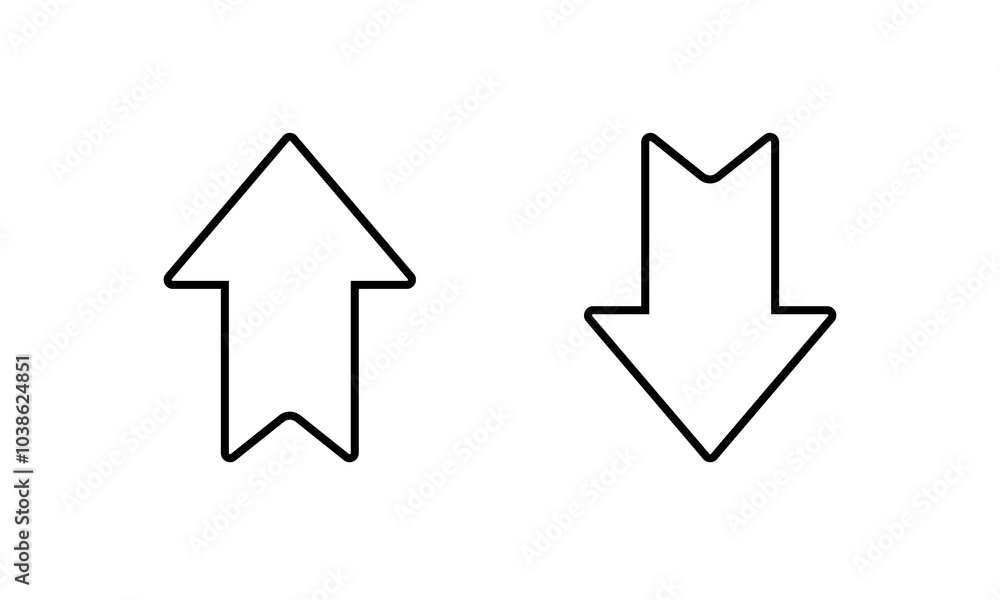 Poster up and down arrow line icon in simple style