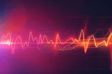 Fototapeta premium A red and orange waveform with a purple background