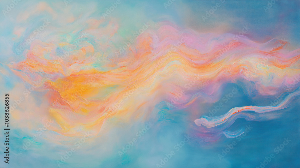 Poster a vibrant abstract swirl of colors, primarily featuring shades of pink and blue. the flowing, lumino