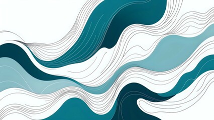 Abstract background with teal and blue wavy lines.