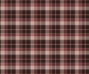 Plaid fabric pattern, brown, cream, red, modern fashion luxury cross lines, seamless for textiles, and for designing clothes, skirts or decorative fabrics. Vector illustration.